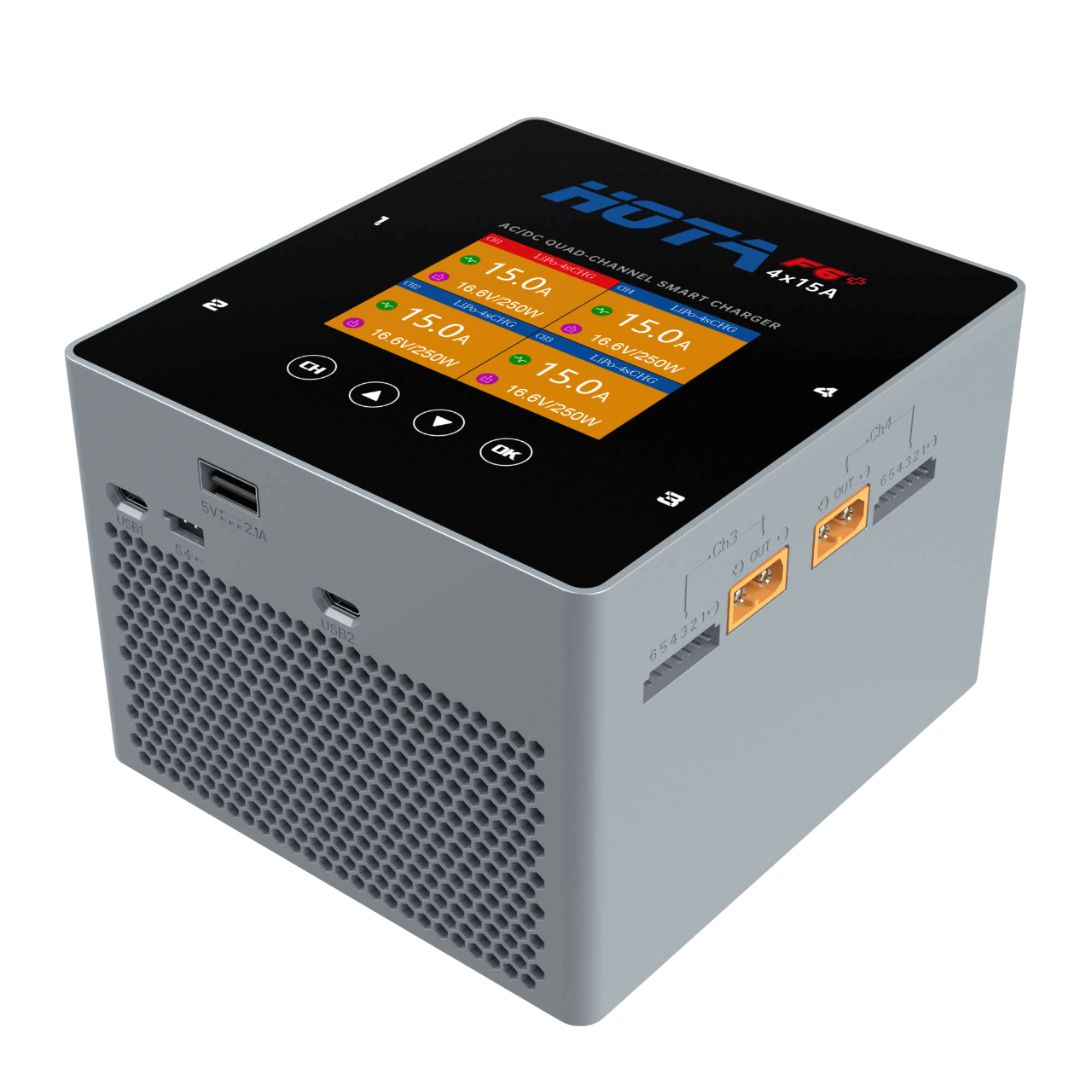 HOTA F6+ 4×250W AC/DC Įkroviklis (4 kanalai)